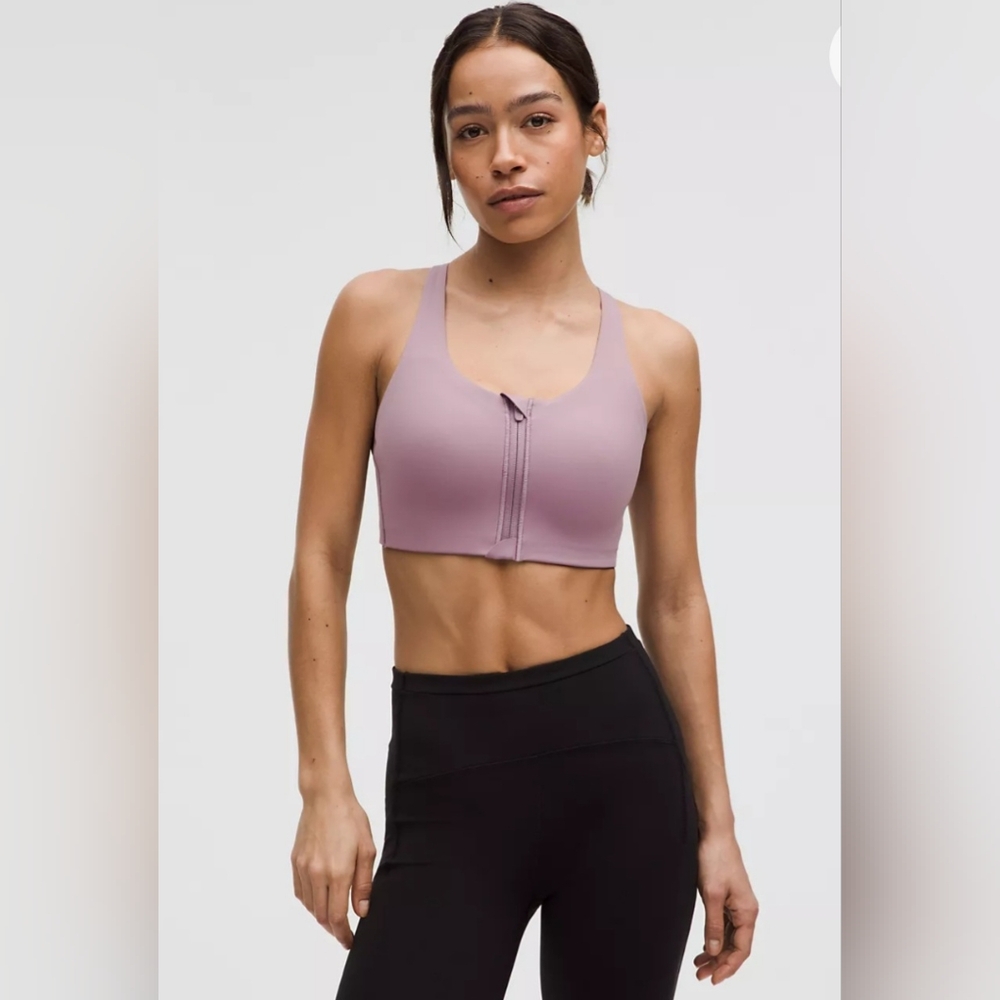NWT Lululemon Energy Ba High Support Zip In Blue. Size 32DDD